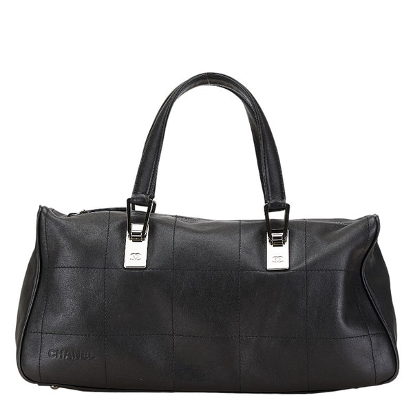 シャネル ココマーク チョコバー ミニボストンバッグ ハンドバッグ ブラック レザー レディース CHANEL 【中古】