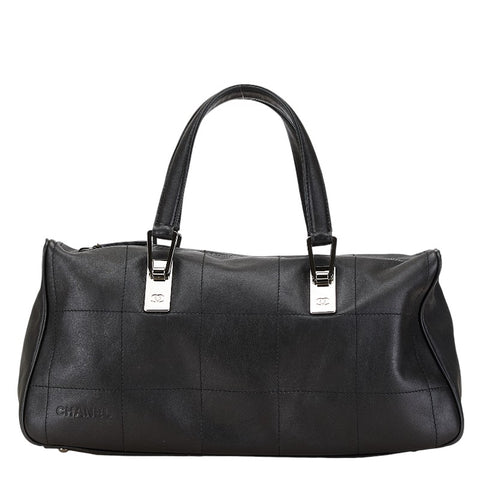 シャネル ココマーク チョコバー ミニボストンバッグ ハンドバッグ ブラック レザー レディース CHANEL 【中古】