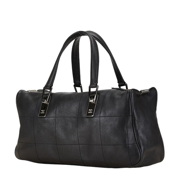 シャネル ココマーク チョコバー ミニボストンバッグ ハンドバッグ ブラック レザー レディース CHANEL 【中古】