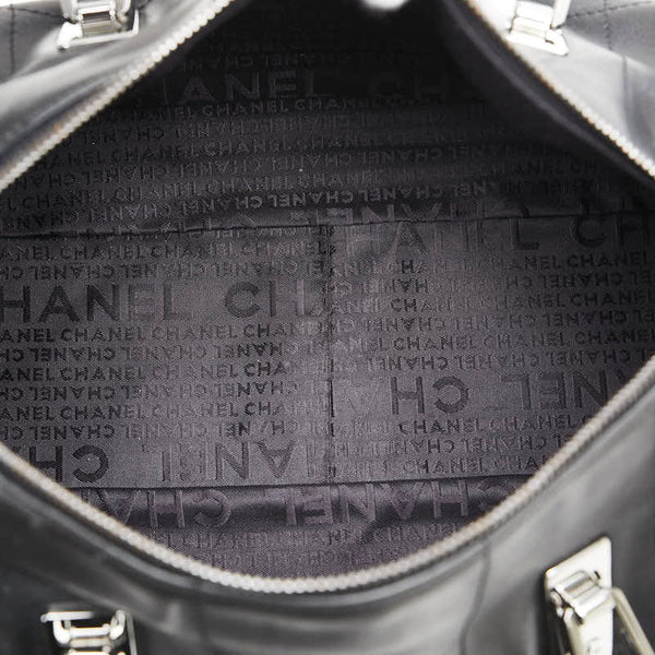 シャネル ココマーク チョコバー ミニボストンバッグ ハンドバッグ ブラック レザー レディース CHANEL 【中古】