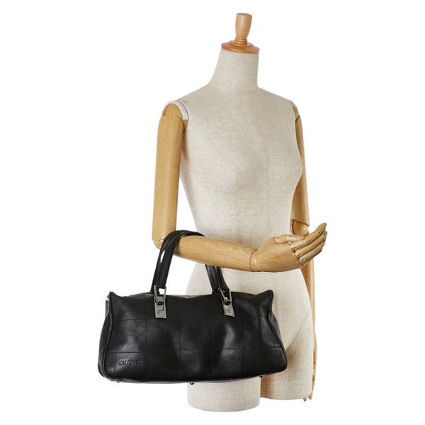 シャネル ココマーク チョコバー ミニボストンバッグ ハンドバッグ ブラック レザー レディース CHANEL 【中古】