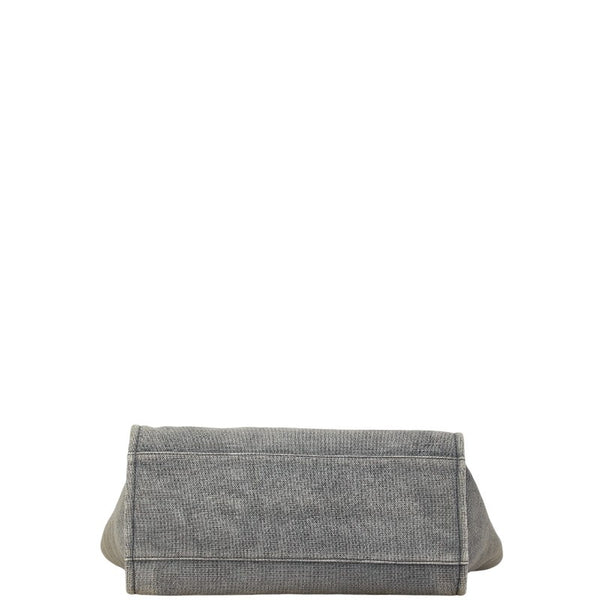 シャネル ドーヴィルMM ハンドバッグ トートバッグ グレー ブラック キャンバス レザー レディース CHANEL 【中古】