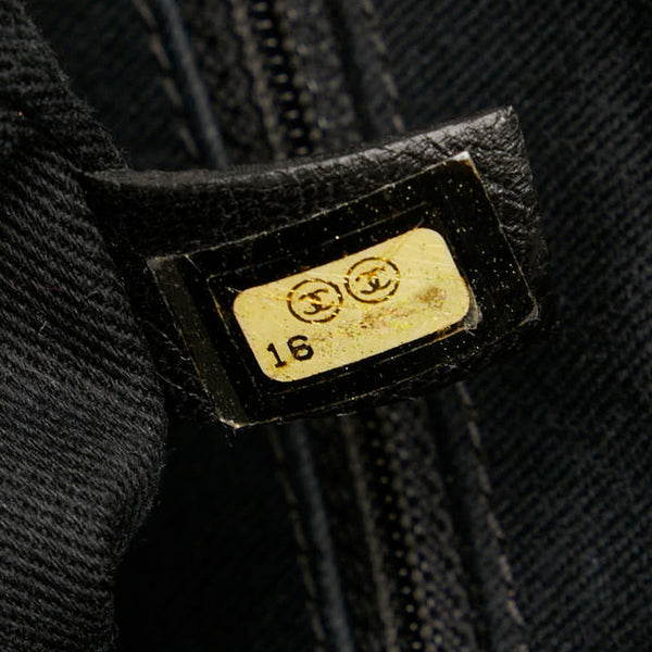 シャネル ドーヴィルMM ハンドバッグ トートバッグ グレー ブラック キャンバス レザー レディース CHANEL 【中古】