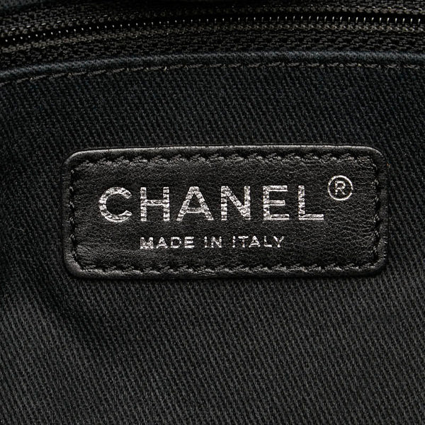 シャネル ドーヴィルMM ハンドバッグ トートバッグ グレー ブラック キャンバス レザー レディース CHANEL 【中古】