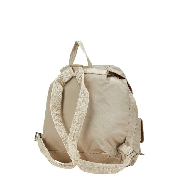 プラダ 三角ロゴプレート リュック バックパック BL0259 ベージュ ナイロン レザー レディース PRADA 【中古】