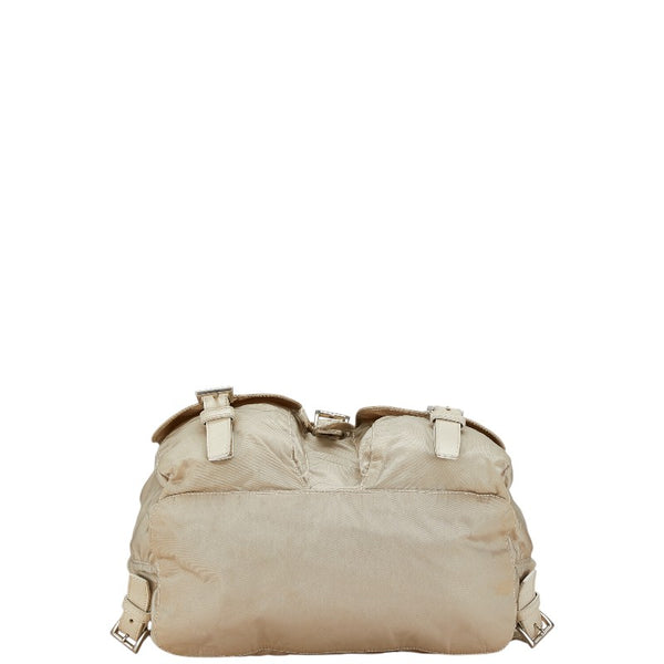 プラダ 三角ロゴプレート リュック バックパック BL0259 ベージュ ナイロン レザー レディース PRADA 【中古】