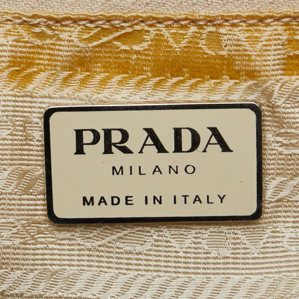 プラダ 三角ロゴプレート リュック バックパック BL0259 ベージュ ナイロン レザー レディース PRADA 【中古】