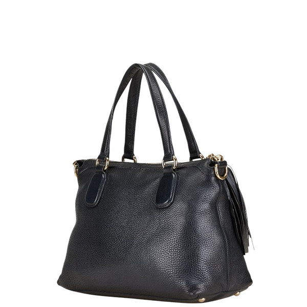 グッチ インターロッキングG ソーホー ハンドバッグ ショルダーバッグ 2WAY 308362 ブラック レザー レディース GUCCI 【中古】