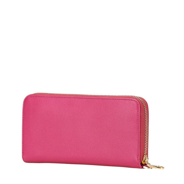 ロエベ アナグラム ラウンドファスナー 長財布 ピンク レザー レディース LOEWE 【中古】