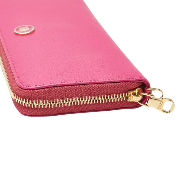 ロエベ アナグラム ラウンドファスナー 長財布 ピンク レザー レディース LOEWE 【中古】