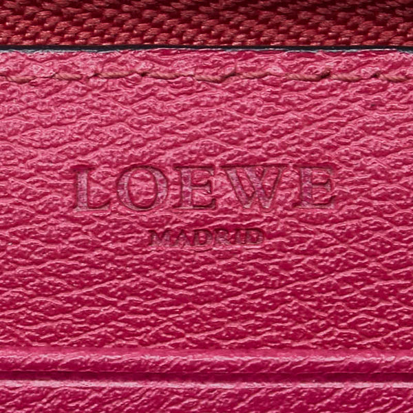 ロエベ アナグラム ラウンドファスナー 長財布 ピンク レザー レディース LOEWE 【中古】