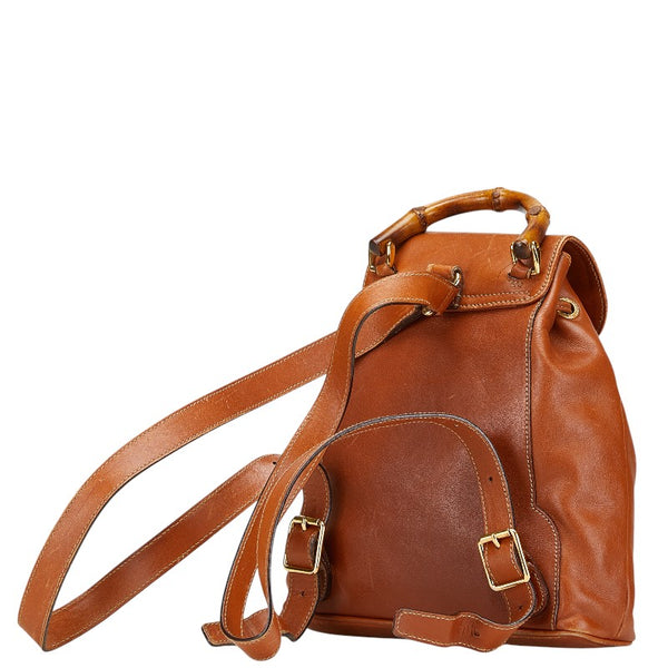 グッチ バンブー リュック バックパック 003 2058 0030 ブラウン レザー レディース GUCCI 【中古】