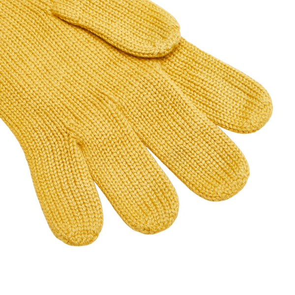 エルメス マルジェラ期 Hロゴ刺繍 ニットグローブ 手袋 マスタード イエロー カシミヤ レディース HERMES 【中古】