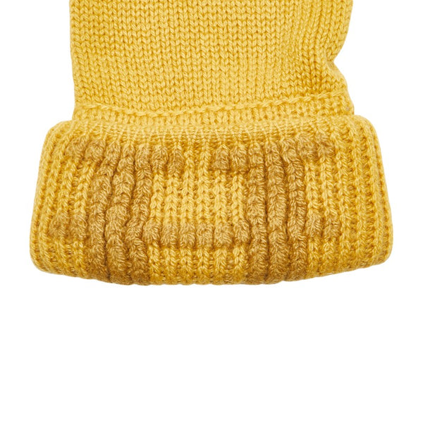 エルメス マルジェラ期 Hロゴ刺繍 ニットグローブ 手袋 マスタード イエロー カシミヤ レディース HERMES 【中古】