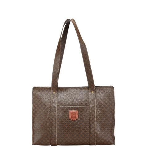 セリーヌ マカダム トートバッグ ブラウン PVC レザー レディース CELINE 【中古】