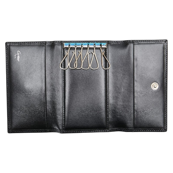 カルティエ 6連 キーケース ブラック レザー メンズ CARTIER 【中古】