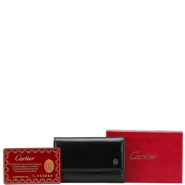 カルティエ 6連 キーケース ブラック レザー メンズ CARTIER 【中古】
