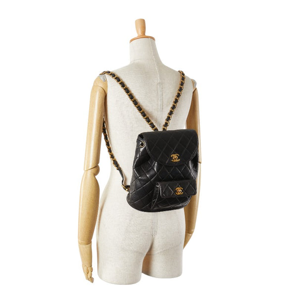 シャネル ココマーク マトラッセ リュック バックパック ブラック ラムスキン レディース CHANEL 【中古】