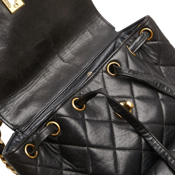 シャネル ココマーク マトラッセ リュック バックパック ブラック ラムスキン レディース CHANEL 【中古】