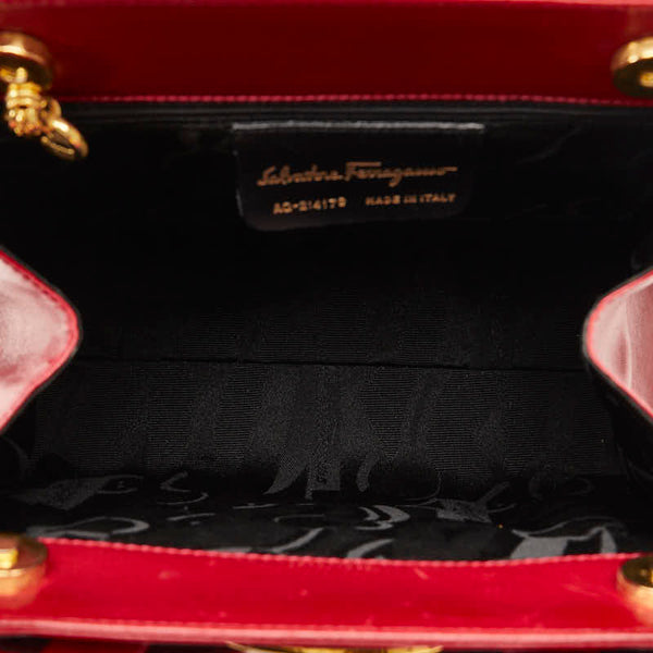 サルヴァトーレフェラガモ ヴァラリボン ハンドバッグ ショルダーバッグ 2WAY AQ-214178 レッド ゴールド レザー レディース Salvatore Ferragamo 【中古】