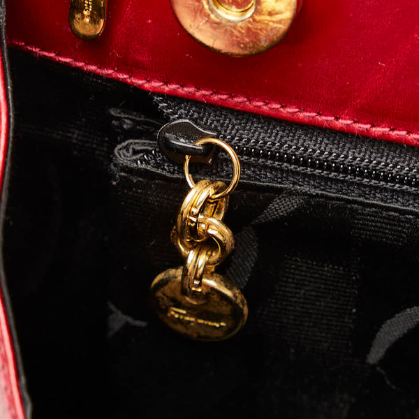 サルヴァトーレフェラガモ ヴァラリボン ハンドバッグ ショルダーバッグ 2WAY AQ-214178 レッド ゴールド レザー レディース Salvatore Ferragamo 【中古】