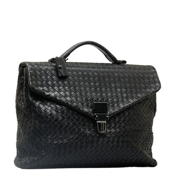 ボッテガヴェネタ イントレチャート ブリーフケース ビジネスバッグ ブラック レザー メンズ BOTTEGAVENETA 【中古】