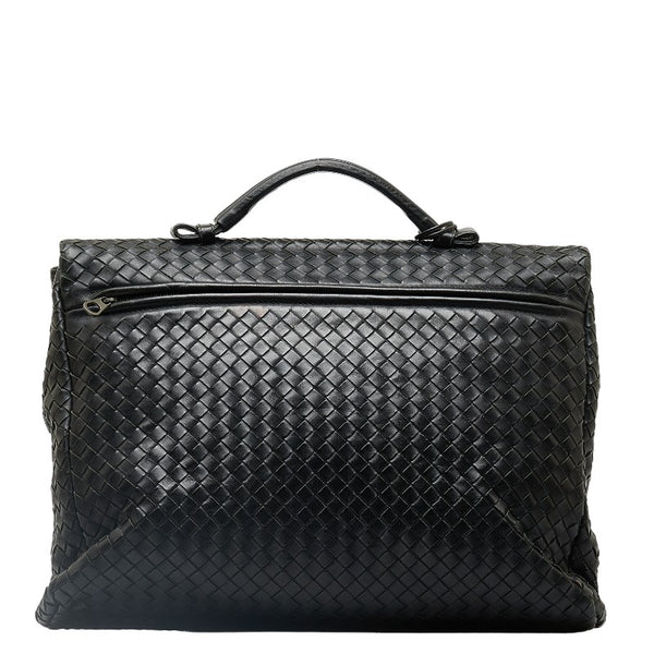 ボッテガヴェネタ イントレチャート ブリーフケース ビジネスバッグ ブラック レザー メンズ BOTTEGAVENETA 【中古】