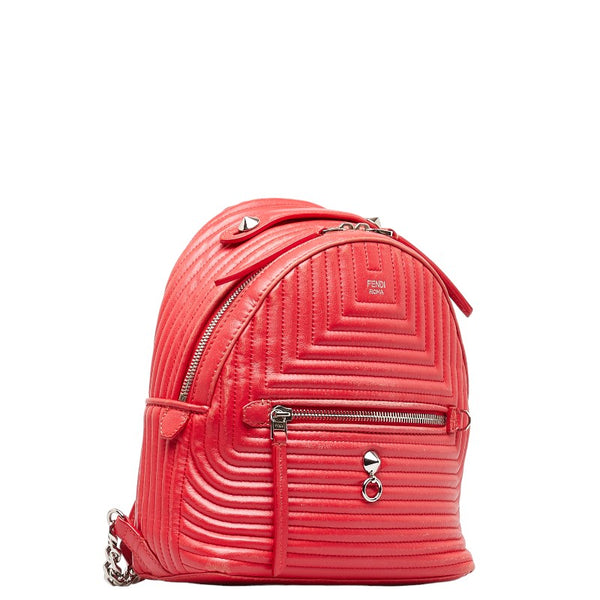 フェンディ バイザウェイ リュック バックパック 8BZ038 レッド レザー レディース FENDI 【中古】