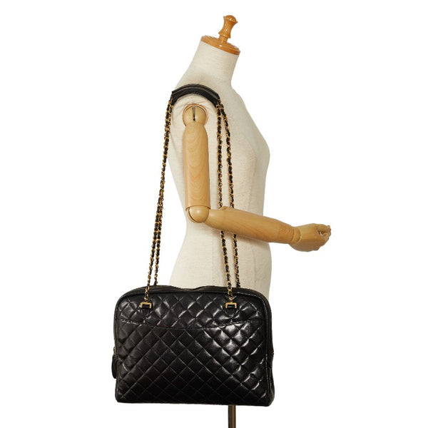 シャネル マトラッセ チェーン ショルダーバッグ ブラック ゴールド ラムスキン レディース CHANEL 【中古】