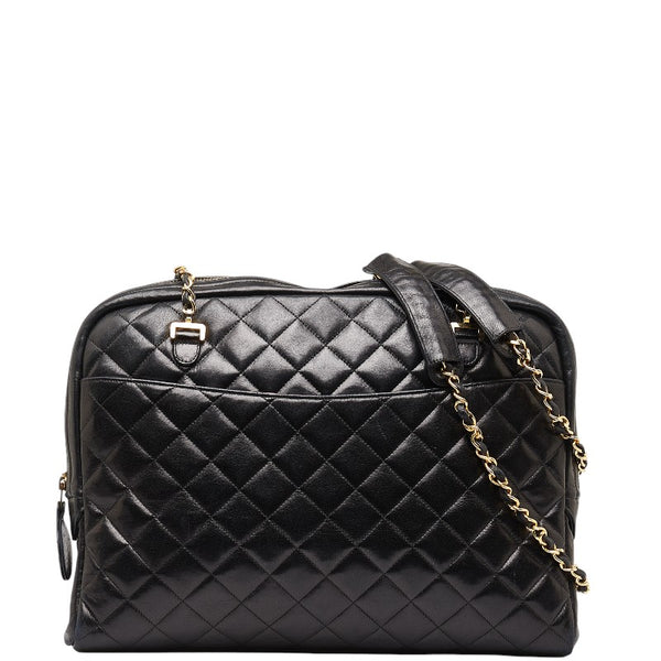 シャネル マトラッセ チェーン ショルダーバッグ ブラック ゴールド ラムスキン レディース CHANEL 【中古】