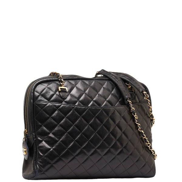 シャネル マトラッセ チェーン ショルダーバッグ ブラック ゴールド ラムスキン レディース CHANEL 【中古】