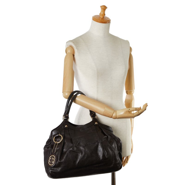 グッチ スーキー ハンドバッグ トートバッグ 211944 ブラウン レザー レディース GUCCI 【中古】