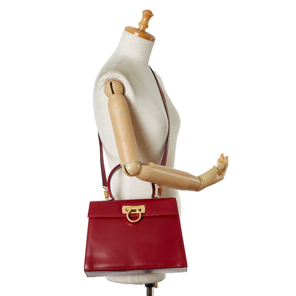 サルヴァトーレフェラガモ ガンチーニ ハンドバッグ ショルダーバッグ 2WAY レッド レザー レディース Salvatore Ferragamo 【中古】