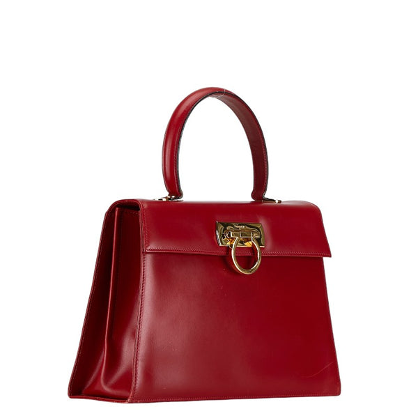 サルヴァトーレフェラガモ ガンチーニ ハンドバッグ ショルダーバッグ 2WAY レッド レザー レディース Salvatore Ferragamo 【中古】