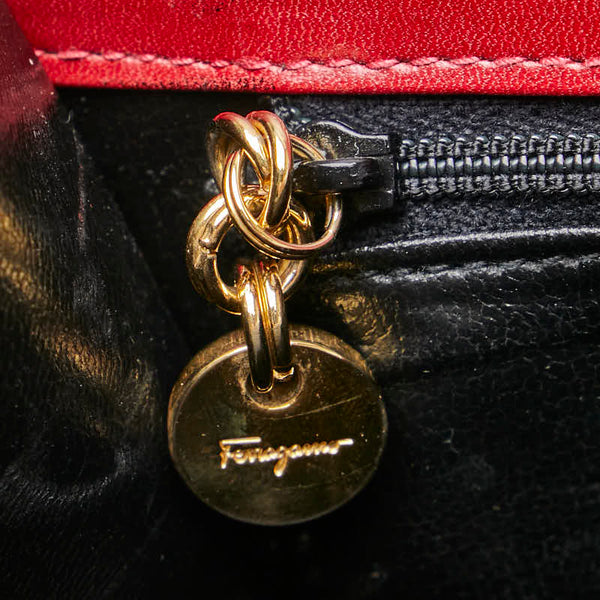 サルヴァトーレフェラガモ ガンチーニ ハンドバッグ ショルダーバッグ 2WAY レッド レザー レディース Salvatore Ferragamo 【中古】