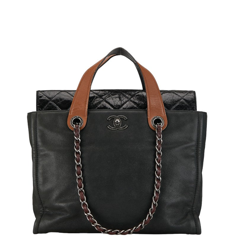 シャネル マトラッセ インザミックス ハンドバッグ ショルダーバッグ ブラック ブラウン レザー レディース CHANEL 【中古】