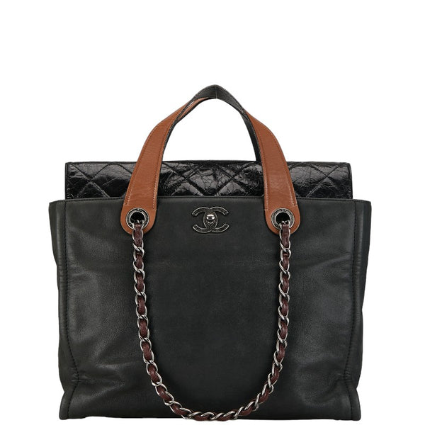 シャネル マトラッセ インザミックス ハンドバッグ ショルダーバッグ ブラック ブラウン レザー レディース CHANEL 【中古】