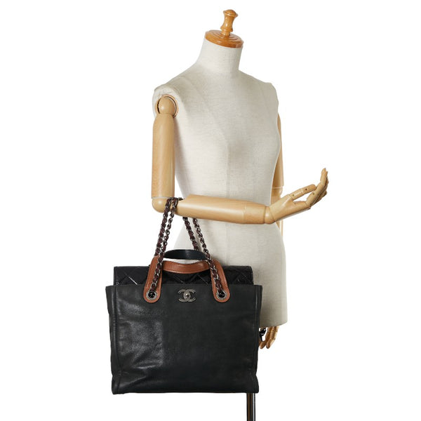 シャネル マトラッセ インザミックス ハンドバッグ ショルダーバッグ ブラック ブラウン レザー レディース CHANEL 【中古】