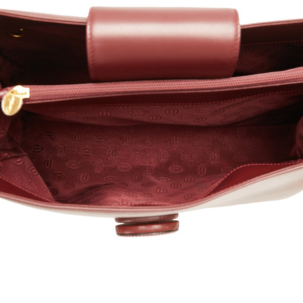 カルティエ マストドゥカルティエ ショルダーバッグ ワインレッド レザー レディース CARTIER 【中古】
