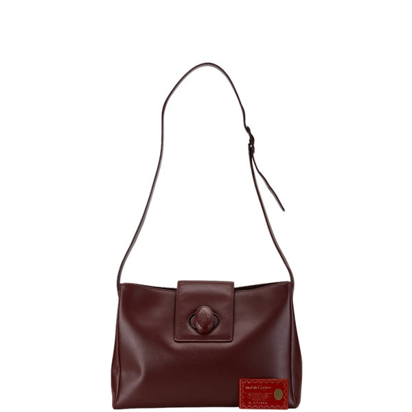 カルティエ マストドゥカルティエ ショルダーバッグ ワインレッド レザー レディース CARTIER 【中古】