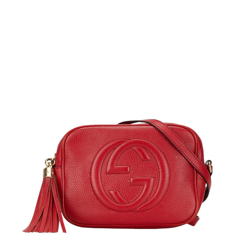 グッチ ソーホー インターロッキングG タッセル 斜め掛け ショルダーバッグ  308364 レッド レザー レディース GUCCI 【中古】