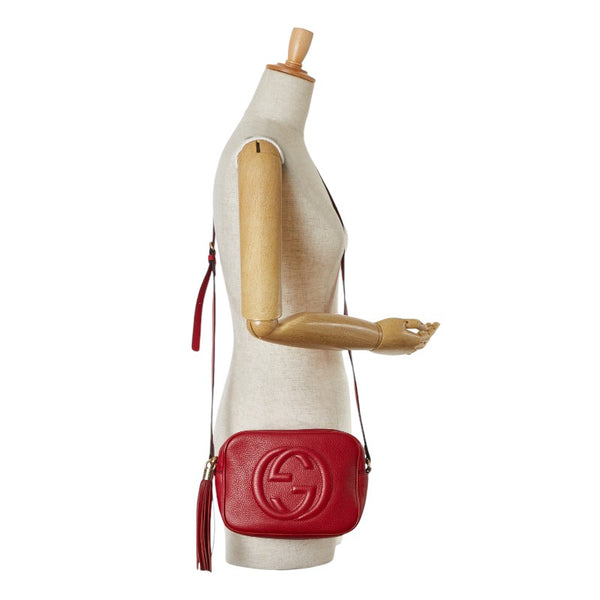 グッチ ソーホー インターロッキングG タッセル 斜め掛け ショルダーバッグ  308364 レッド レザー レディース GUCCI 【中古】