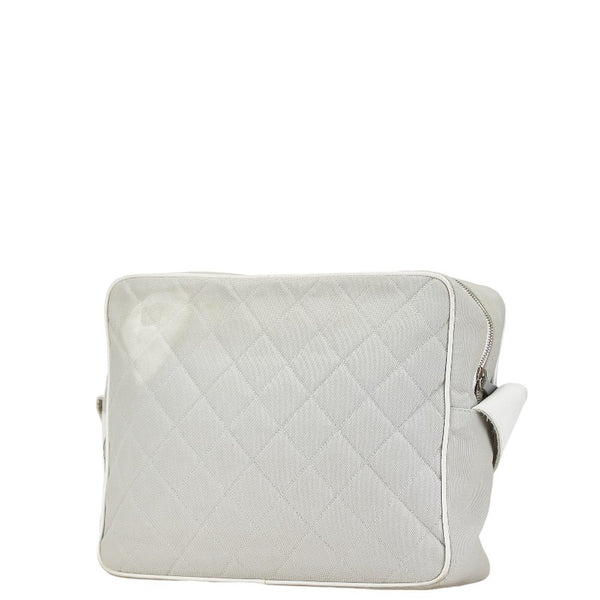 シャネル スポーツライン ココマーク ショルダーバッグ ライトグレー ホワイト キャンバス レザー レディース CHANEL 【中古】