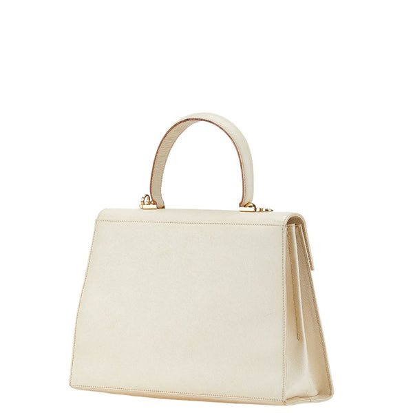 サルヴァトーレフェラガモ ガンチーニ ハンドバッグ ショルダーバッグ 2WAY アイボリー ホワイト レザー レディース Salvatore Ferragamo 【中古】