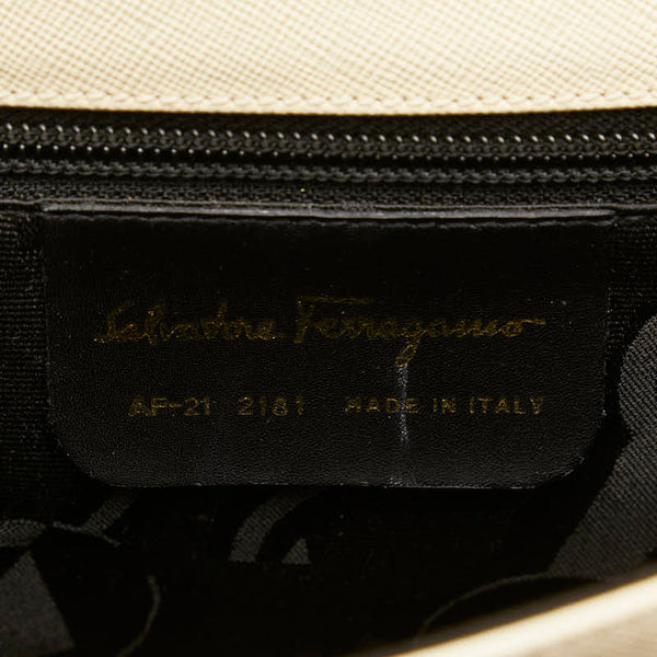 サルヴァトーレフェラガモ ガンチーニ ハンドバッグ ショルダーバッグ 2WAY アイボリー ホワイト レザー レディース Salvatore Ferragamo 【中古】