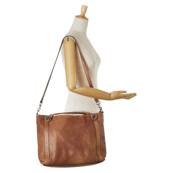グッチ ミスGG ハンドバッグ ショルダーバッグ 2WAY 323675 ブラウン レザー レディース GUCCI 【中古】
