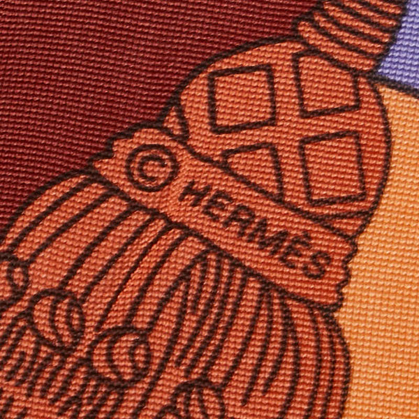 エルメス カレ90 TOURS DE CLES 鍵への螺旋 スカーフ ワインレッド マルチカラー シルク レディース HERMES 【中古】