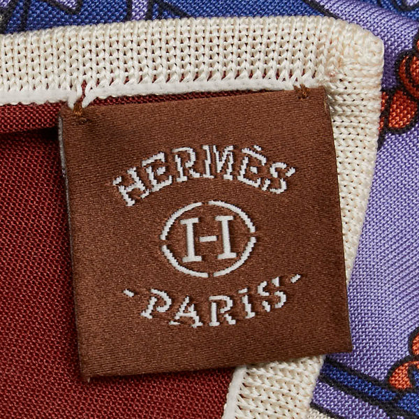 エルメス カレ90 TOURS DE CLES 鍵への螺旋 スカーフ ワインレッド マルチカラー シルク レディース HERMES 【中古】