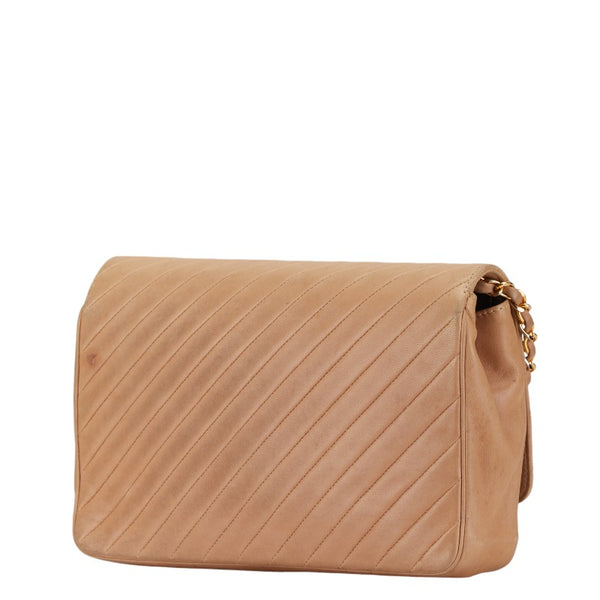 シャネル ココマーク ステッチ チェーン ショルダーバッグ ベージュ ゴールド ラムスキン レディース CHANEL 【中古】