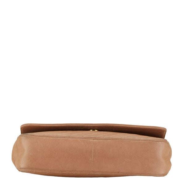 シャネル ココマーク ステッチ チェーン ショルダーバッグ ベージュ ゴールド ラムスキン レディース CHANEL 【中古】